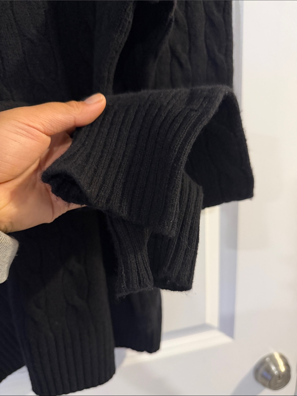 Polo Ralph Lauren Black Cable-Knit Crewneck Wool Cashmere Sweater - #289 - Picture 6 of 8